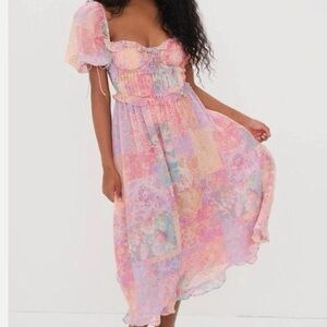 For love & lemons Odessa midi puff sleeve dress